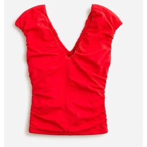 J Crew Ruched V-neck Top Stretch Cotton Blend Size XS CA527 New!
